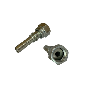 24211-06-06ZF Female ORS Swivel 2-Piece Hose Crimp Fitting -06 Female O-Ring Face Seal Swivel x -06 Hose Barb Steel