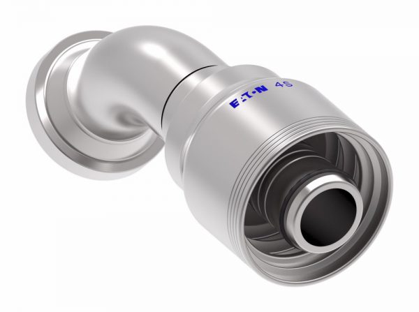 4S20FLA16 4 Wire 4S SAE Code 61 Flange 45° Elbow (FLA) Crimp Fitting -20 Code 61 Flange x -16 Hose Barb Steel