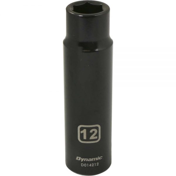 D014212 Dynamic Tools 1/2" Drive 6 Point Metric, 12mm Deep Length, Impact Socket