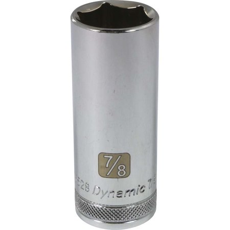 D016528 Dynamic Tools SAE Deep Socket, 7/8", 1/2" Drive, 3" L, 6 Points