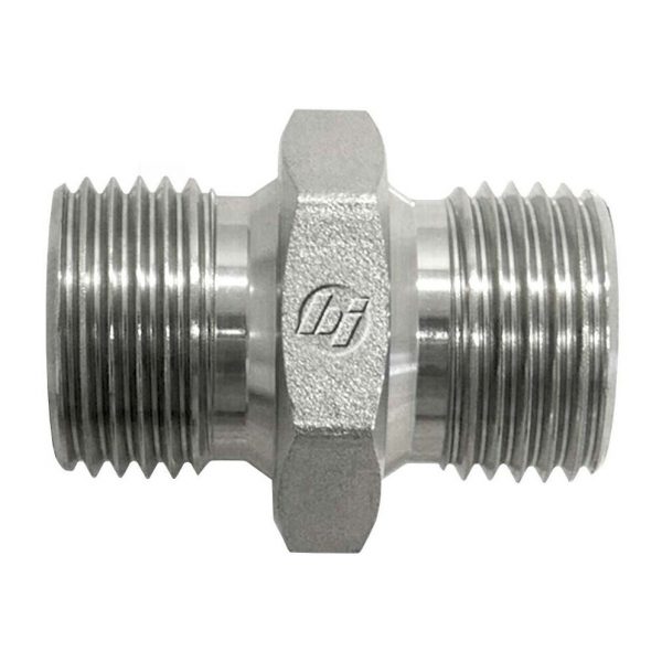 9022-24-24 Steel Straight Nipple Conversion Adapter Fitting, 1-1/2"-11 Male BSPP x 1-1/2-11 Male BSPP