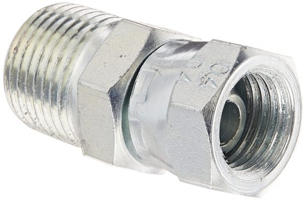 9205X4X6 Carbon Steel Fitting, Swivel, Adapter, 1/4" NPSM Female x 3/8" NPT Male