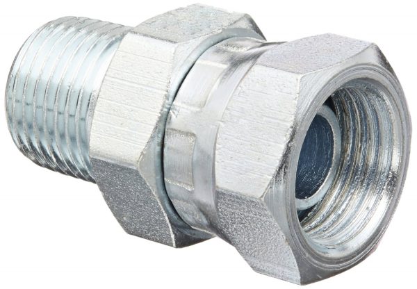 9205X4X4 Carbon Steel Fitting, Swivel, Adapter, 1/4" NPSM Female x 1/4" NPT Male