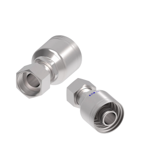 6S Female ORS Swivel (FR) Crimp Fitting | -20 Female O-Ring Face Seal Swivel x -20 Hose Barb | Steel
