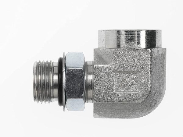 D6805-06-04 Hydraulic Adapter 3/8" Male BOSS Swivel X 1/4" Female Pipe 90 Degree Carbon Steel