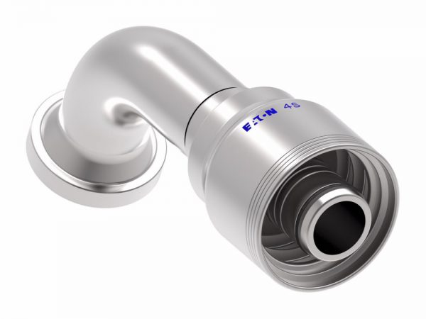 4S16FLE16 4 Wire 4S SAE Code 61 Flange 67.5° Elbow (FLE) Crimp Fitting -16 Code 61 Flange x -16 Hose Barb Steel