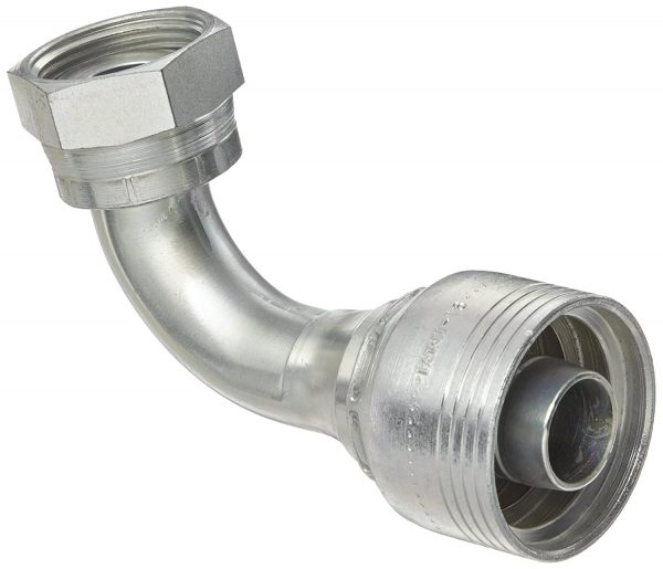1BA16FRB16 Carbon Steel Global TTC12 Crimp Hose Fitting Female ORS Swivel, 90 Degree Elbow, 1" Hose ID, 1" Tube Size