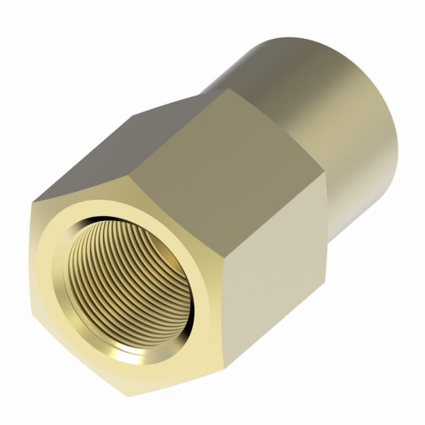 252X4 252X4 by Danfoss | Inverted Flare Female Connector | 1/8" Female NPTF x 1/4" Female SAE Inverted Flare | Brass