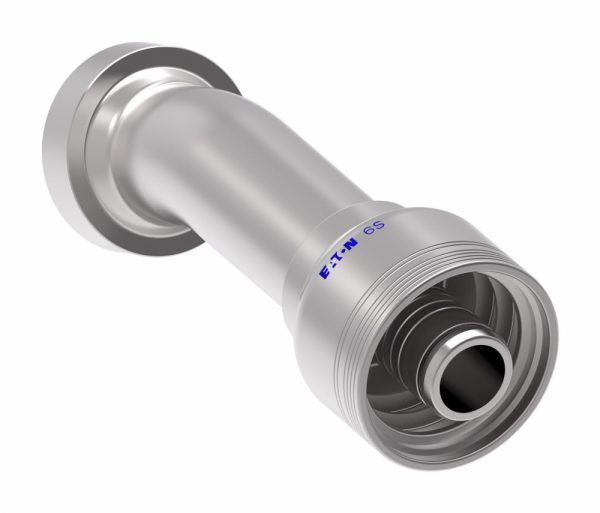 6S20CTD16 6 Wire 6S CAT Flange 22.5° Elbow (CTD) Crimp Fitting -20 CAT Flange x -16 Hose Barb Steel