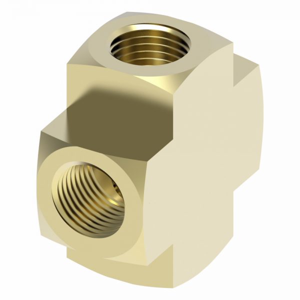 3950X8 Pipe Adapter | Cross | 1/2" FNPTF x 1/2" FNPTF x 1/2" FNPTF x 1/2" FNPTF | Brass