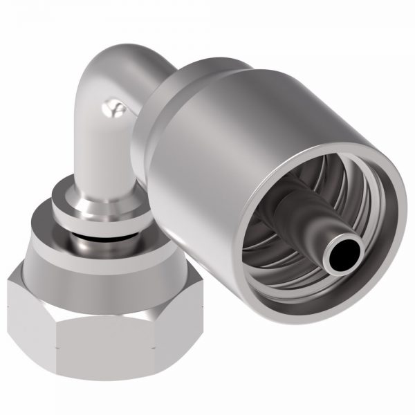 EATON 1-PIECE CRIMP HOSE FITTINGS 90° ELBOW BSP FEMALE 60° CONE