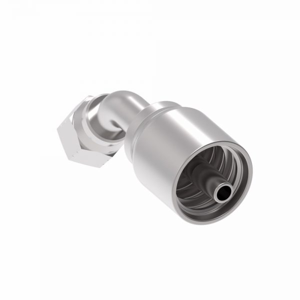 1-PIECE CRIMP HOSE FITTINGS 45° ELBOW JIC FEMALE 74° CONE SEAT