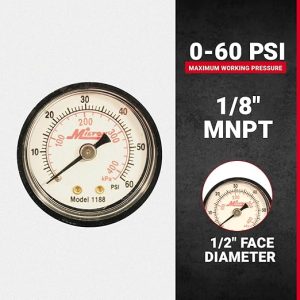 MIL1188 Gauge 1/8" NPT, 0-60 PSI